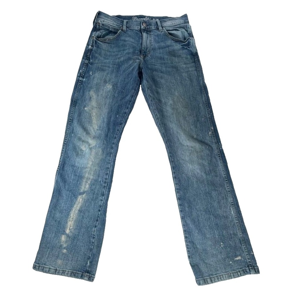 Wrangler Retro Jeans Blue Slim Bootcut Western Cowboy Rugged Workwear 31x32